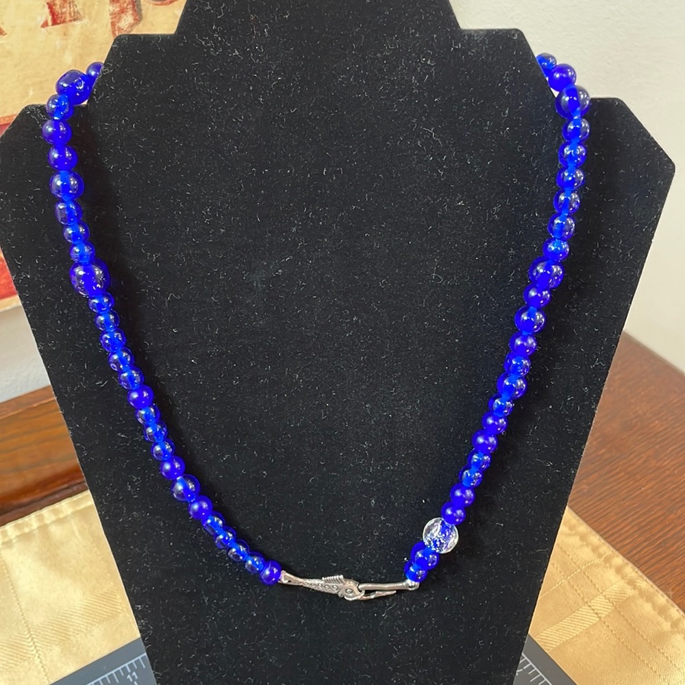 Hand beaded necklace with vintage Miriam Haskell beads and pewter finding